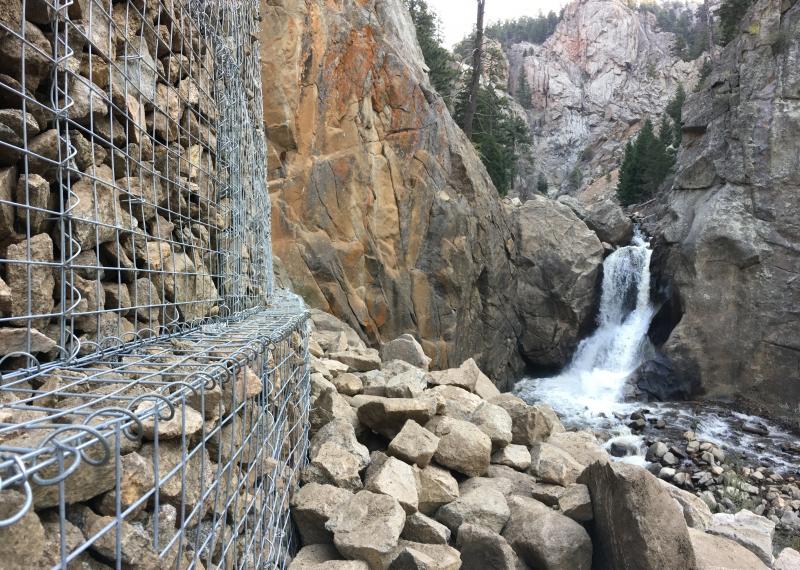 Boulder Falls Slope Mitigation Gabion Wall